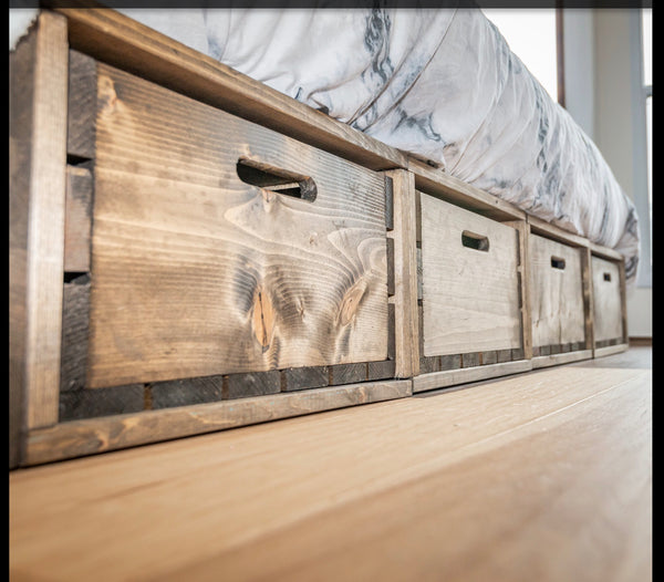 Rustic Storage Beds - Made to order, production timeline varies with demand.
